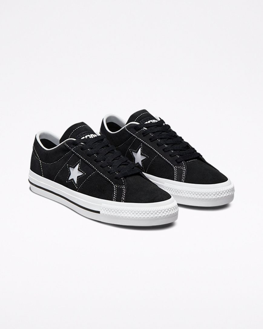 Men's Converse CONS One Star Pro Suede Skate Shoes Black / White | AU 841CEA